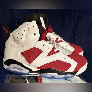 New sz 9.5 Air Jordan 6 Retro Carmine Red, White & Black Nike New